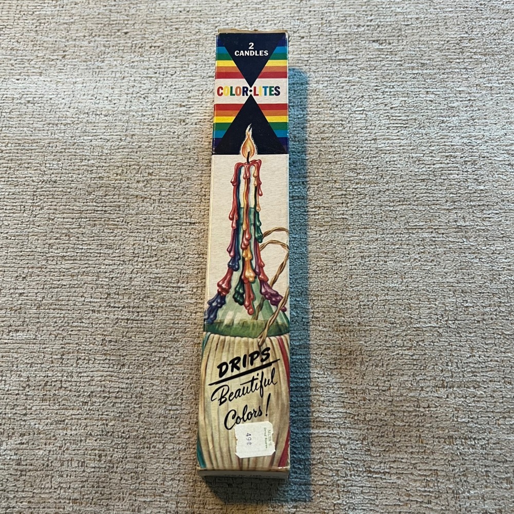 Vintage Color-Lites Drip Candles Rainbow Multi Color Drip Mid Century MCM